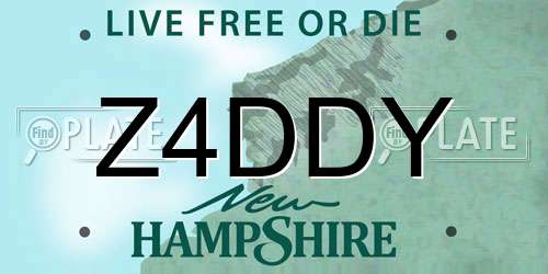 Z4DDY New Hampshire License Plate