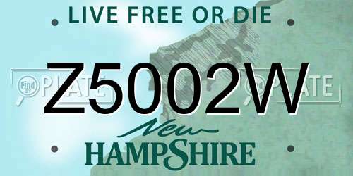 Z5002W New Hampshire License Plate