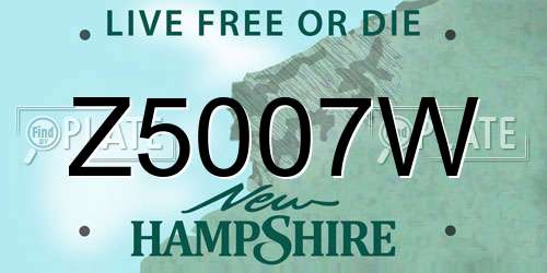 Z5007W New Hampshire License Plate