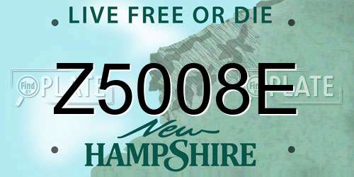 Z5008E New Hampshire License Plate