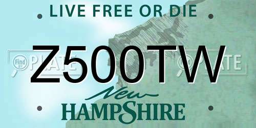 Z500TW New Hampshire License Plate