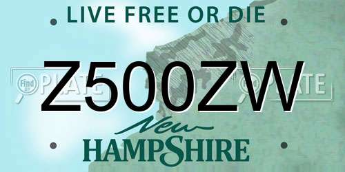 Z500ZW New Hampshire License Plate