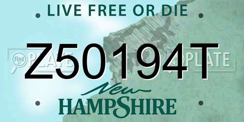 Z50194T New Hampshire License Plate