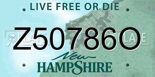 Z50786O New Hampshire License Plate