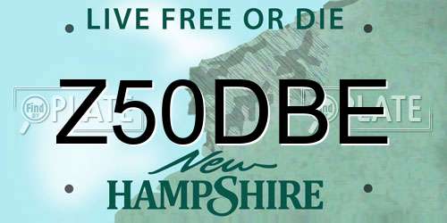 Z50DBE New Hampshire License Plate