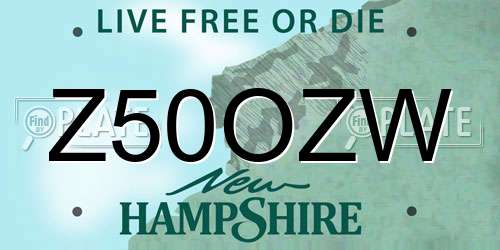 Z50OZW New Hampshire License Plate
