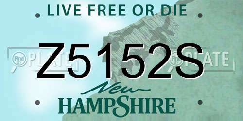 Z5152S New Hampshire License Plate