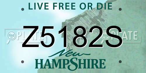 Z5182S New Hampshire License Plate