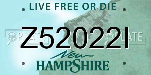 Z52022I New Hampshire License Plate