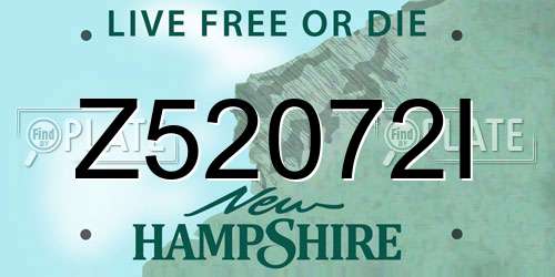 Z52072I New Hampshire License Plate