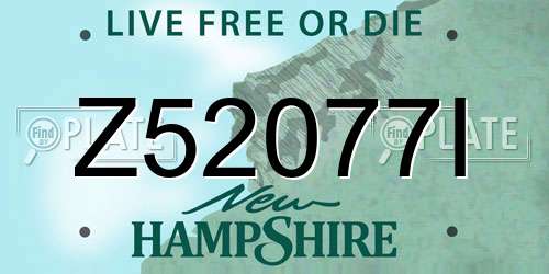 Z52077I New Hampshire License Plate