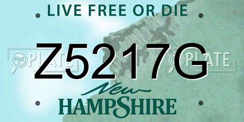 Z5217G New Hampshire License Plate
