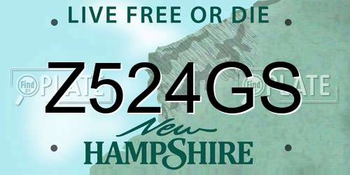 Z524GS New Hampshire License Plate