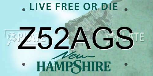 Z52AGS New Hampshire License Plate