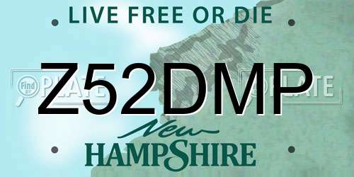 Z52DMP New Hampshire License Plate