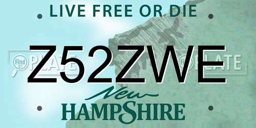Z52ZWE New Hampshire License Plate