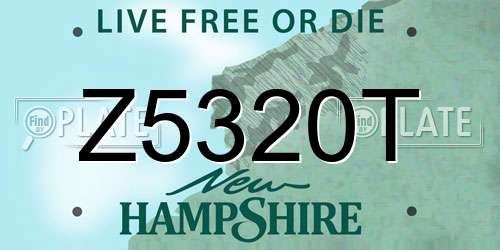 Z5320T New Hampshire License Plate