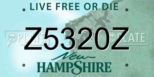 Z5320Z New Hampshire License Plate