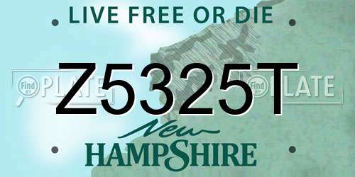 Z5325T New Hampshire License Plate