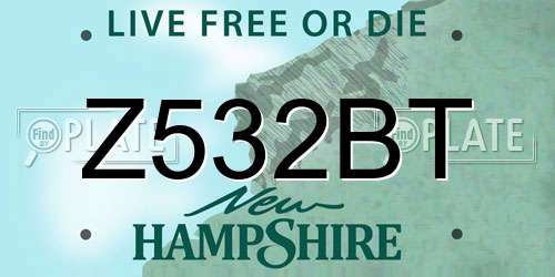 Z532BT New Hampshire License Plate