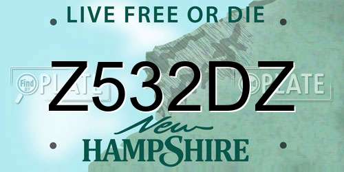 Z532DZ New Hampshire License Plate