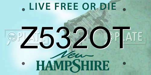 Z532OT New Hampshire License Plate