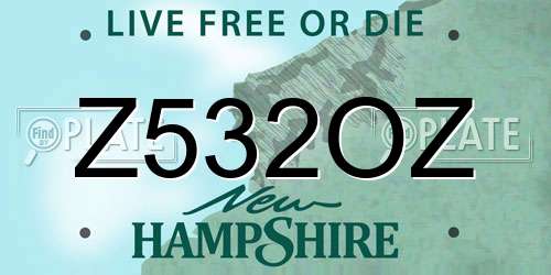 Z532OZ New Hampshire License Plate