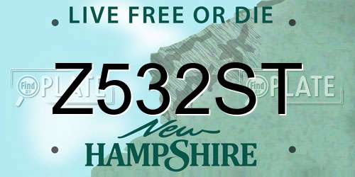 Z532ST New Hampshire License Plate