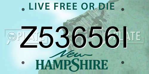 Z53656I New Hampshire License Plate