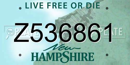 Z536861 New Hampshire License Plate