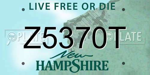 Z5370T New Hampshire License Plate