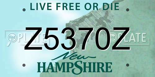 Z5370Z New Hampshire License Plate