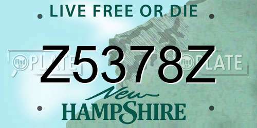 Z5378Z New Hampshire License Plate