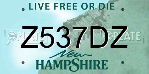 Z537DZ New Hampshire License Plate