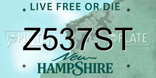 Z537ST New Hampshire License Plate