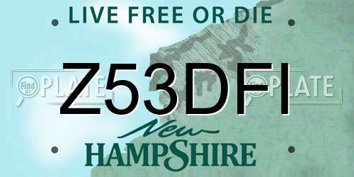 Z53DFI New Hampshire License Plate
