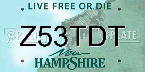 Z53TDT New Hampshire License Plate