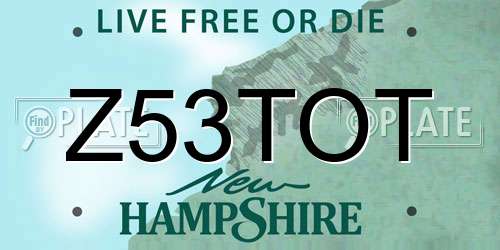Z53TOT New Hampshire License Plate