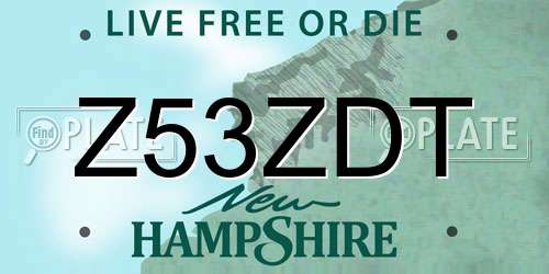 Z53ZDT New Hampshire License Plate