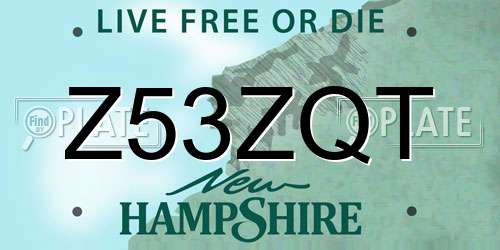 Z53ZQT New Hampshire License Plate