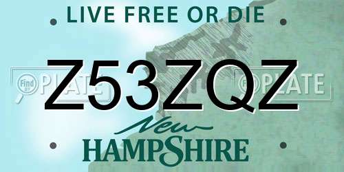 Z53ZQZ New Hampshire License Plate