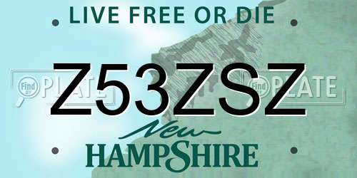 Z53ZSZ New Hampshire License Plate
