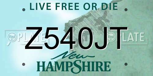 Z540JT New Hampshire License Plate