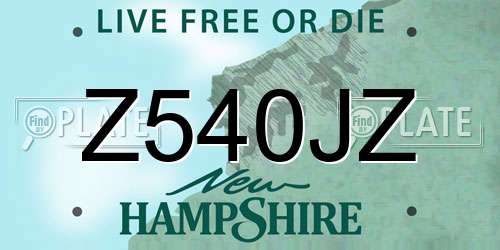 Z540JZ New Hampshire License Plate
