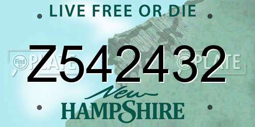 Z542432 New Hampshire License Plate