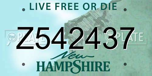 Z542437 New Hampshire License Plate