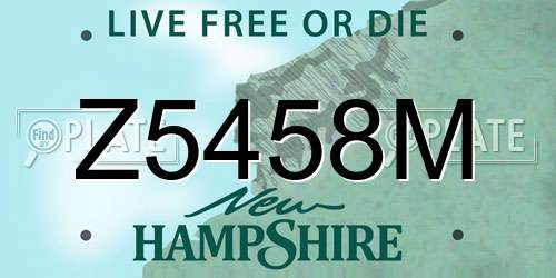 Z5458M New Hampshire License Plate
