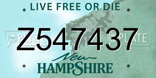 Z547437 New Hampshire License Plate
