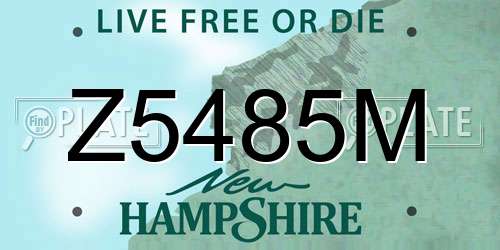 Z5485M New Hampshire License Plate