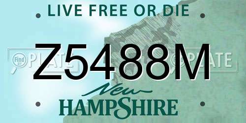 Z5488M New Hampshire License Plate